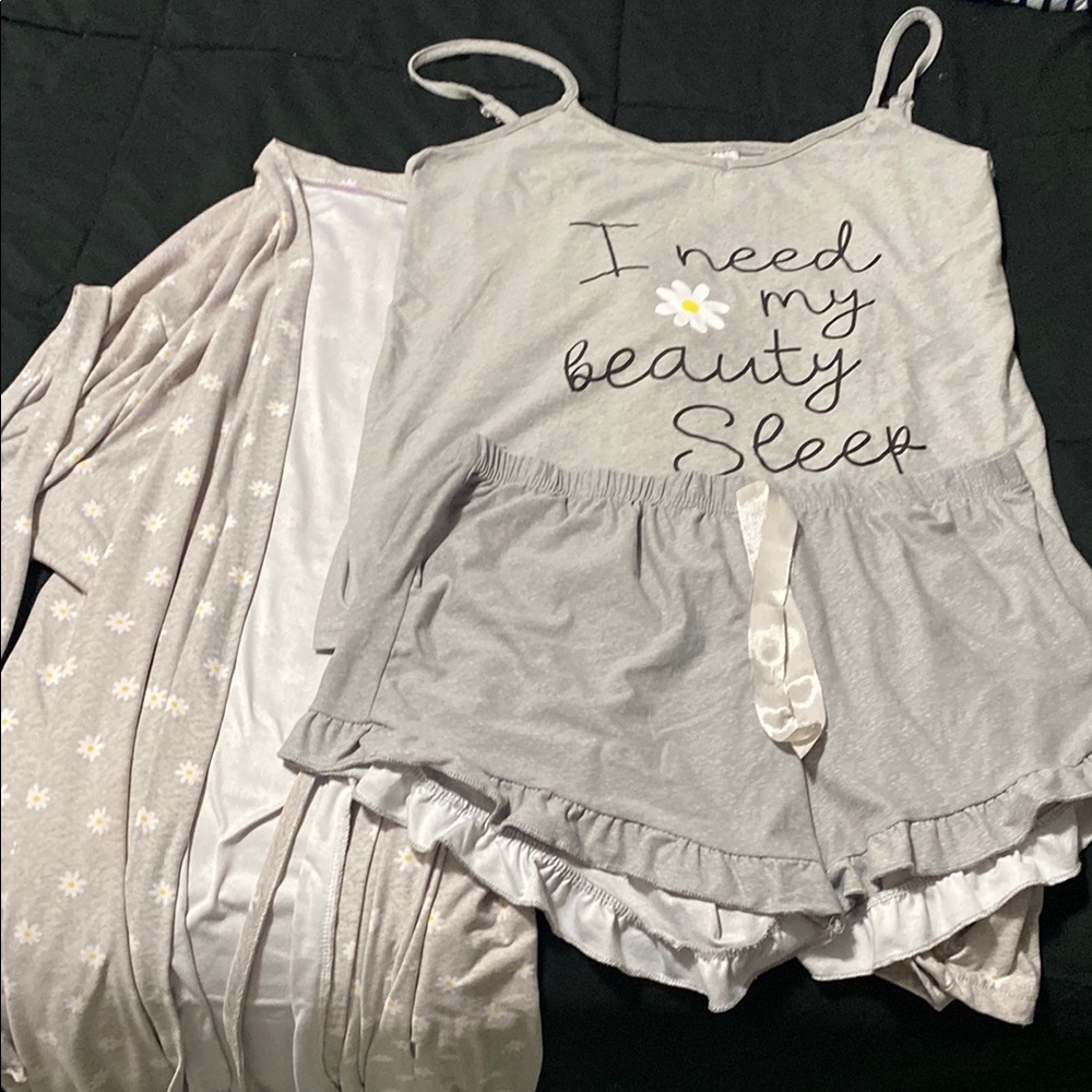 Gray Sleepwear Set with Floral Print